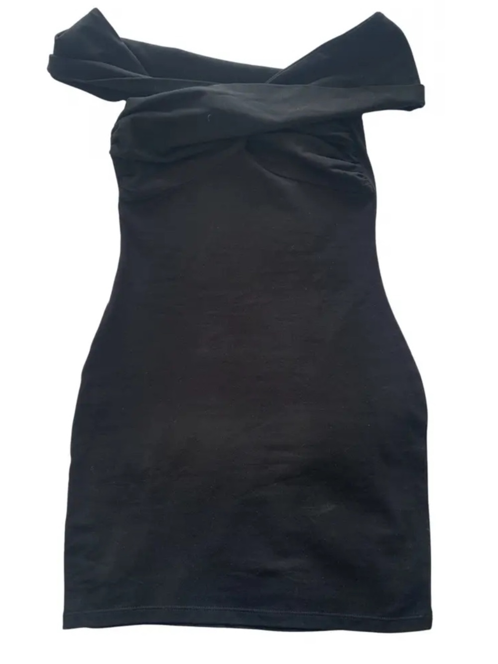 Sezane One-Shoulder Black Twist-Front Bodycon Dress